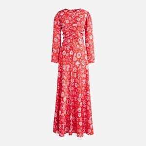 NWOT J. Crew Featherweight satin maxi dress in poppy fields Size 20
